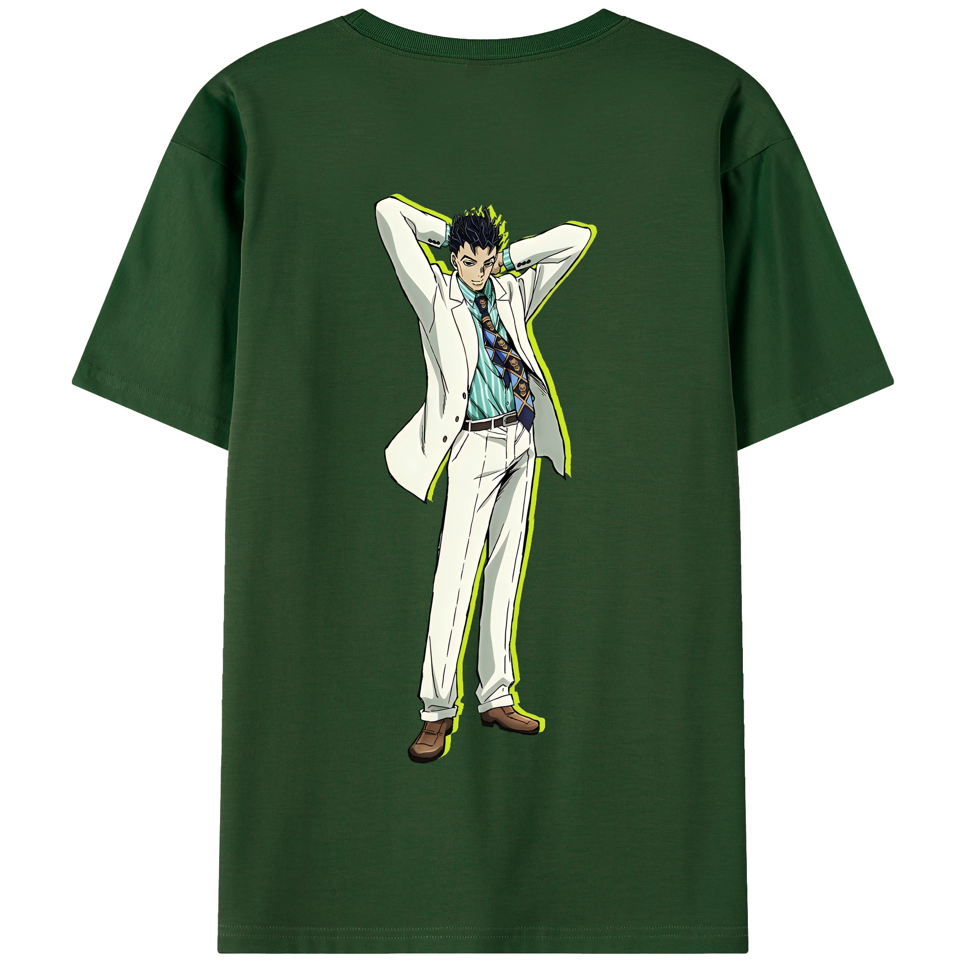 （画像用） ジョジョの奇妙な冒険 きら よしかげ JoJo's Bizarre Adventure Kira Yoshikage 綿100％半袖Tシャツ（背面プリント）